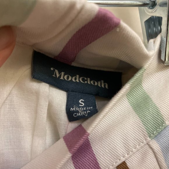 [NWOT] MODCLOTH Aspiration Creation Striped A-line Midi Skirt 100% Cotton - Picture 10 of 11